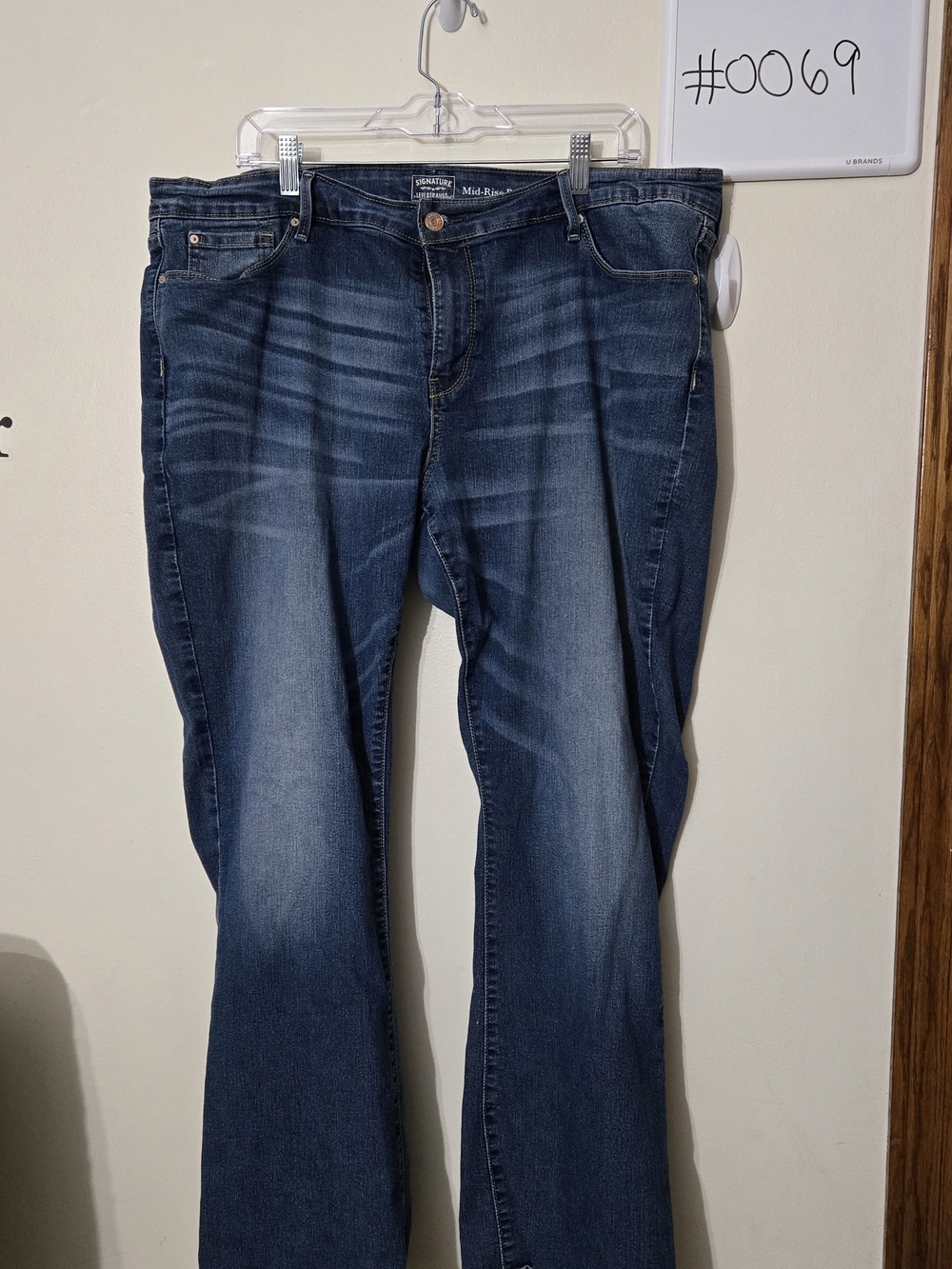 Signature Levi Strauss Mid-Rise Dark Indigo Bootcut Jeans Size 22 #0069